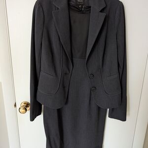The Limited Charcoal Blazer and Skirt Ensemble